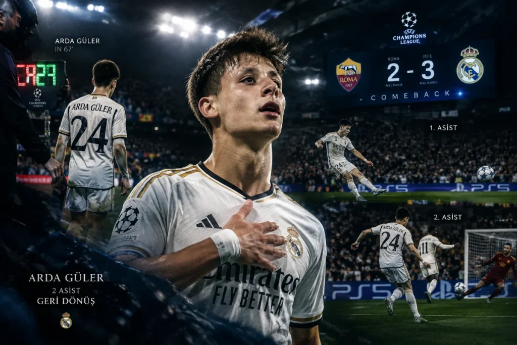 Arda Güler Roma Deplasmanında Devleşti: Real Madrid’in Kurtarıcı Gücü